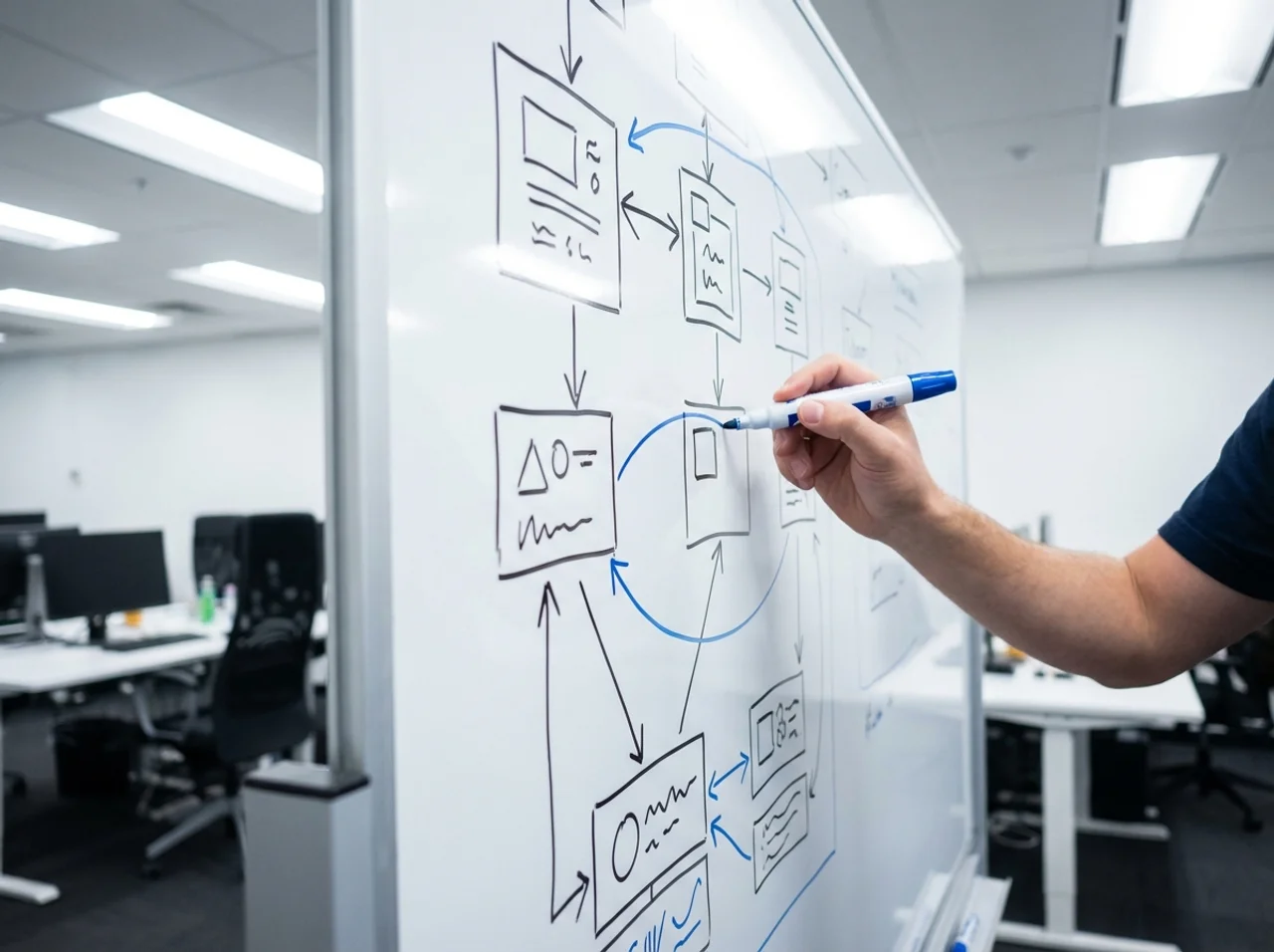 Diagrama de base de datos en pizarra